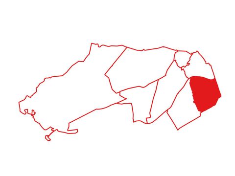 Bezirkskarte von Steglitz-Zehlendorf mit eingezeichneten Bezirksregion. Herausgestellt ist die Bezirksregion Lankwitz.