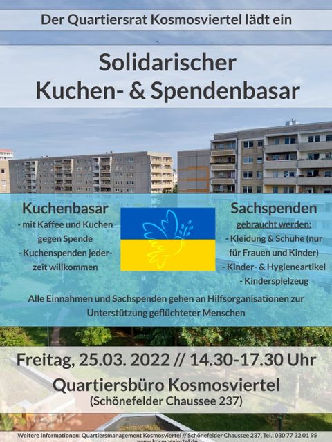 Plakat Solidarischer Kuchen- und Spendenbasar