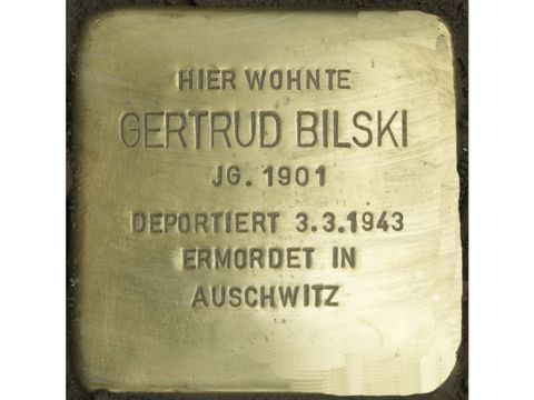 Stolperstein Gertrud Bilski, Foto:H.-J. Hupka, 2014