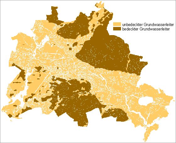 Abb. 1: Gebiete mit bedecktem und unbedecktem Grundwasserleiter
