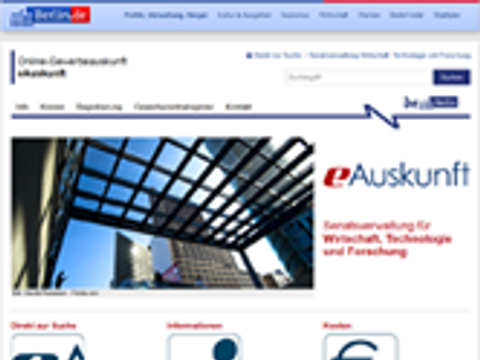 Screenshot der Webseite der eAuskunft Berlin