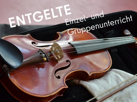 Entgelte im HIntergrund eine Violine