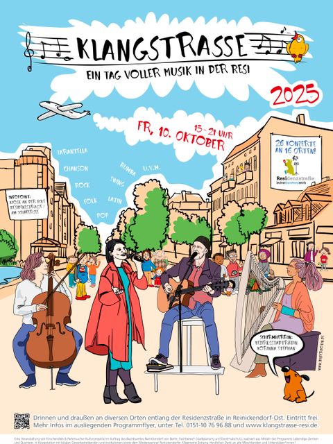 Plakat zum Musikfestival Klangstraße, veranstaltet von Kirschendieb & Perlensucher Kulturprojekte (Bild: BA Reinickendorf)