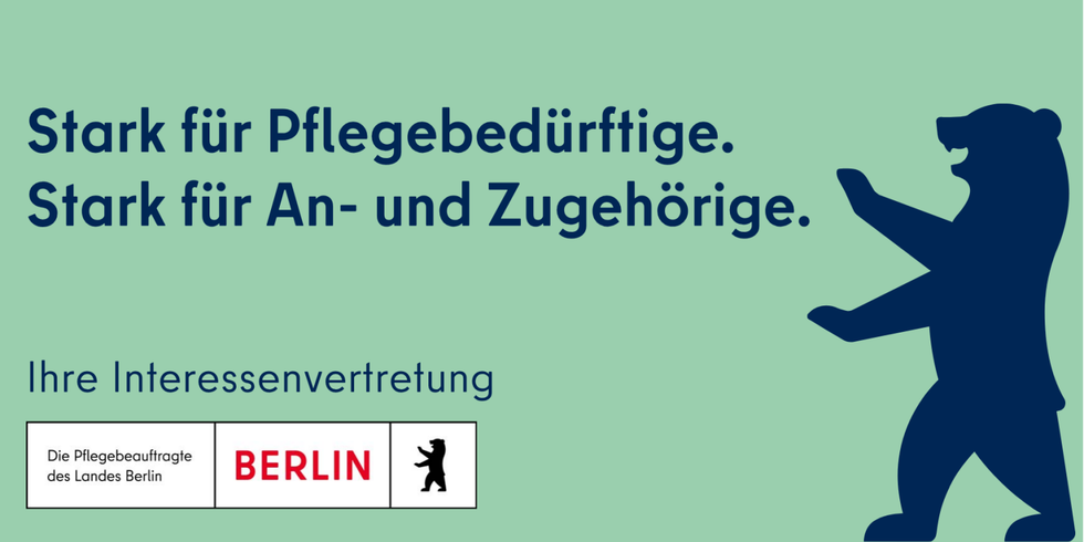 Abbildung mit dem Spruch "Stark für Pflegebedürftige. Stark für An- und Zugehörige."