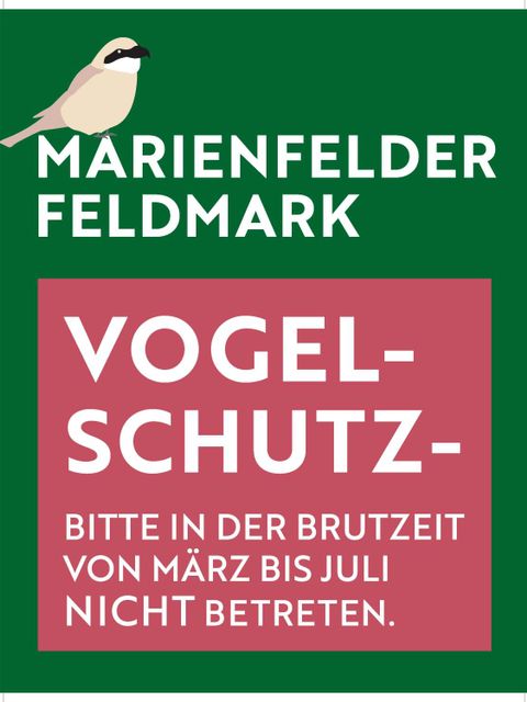 Vogelschutz: Bitte in der Brutzeit von März bis Juli nicht betreten.
