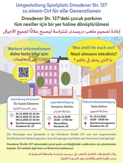 Umgestaltung Spielplatz Dresdner Straße - Plakat für Beteiligung (Bild: STATTBAU GmbH)