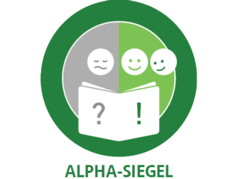 Symbol mit drei Gesichtern und einem Buch