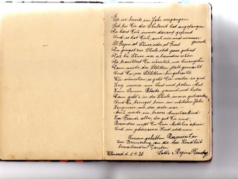 Poesiealbumeintrag Tante Regina und Tante Lotte Dienstag (Bild: Archiv Eric Gerzon)