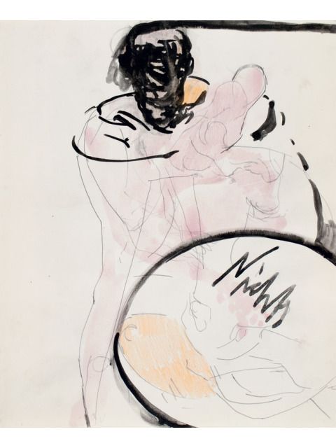 Sabine Herrmann: Nichts, 2014, Aquarell und Bleistift auf Karton, 27 x 22 cm (Bild: © VG Bild-Kunst, Bonn 2023)