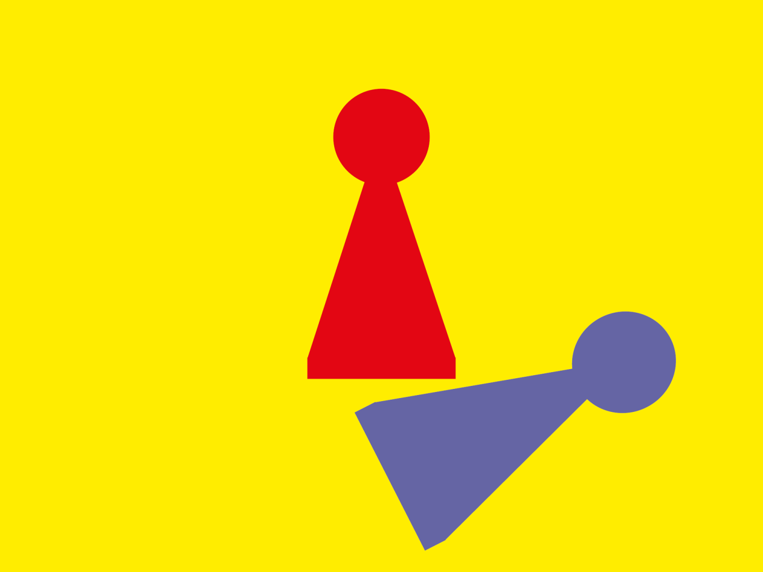 Farbige Grafik mit zwei Spielfiguren.