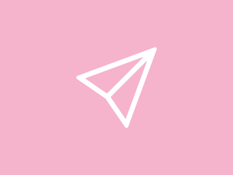 Icon Papierflieger auf rosa Hintergrund