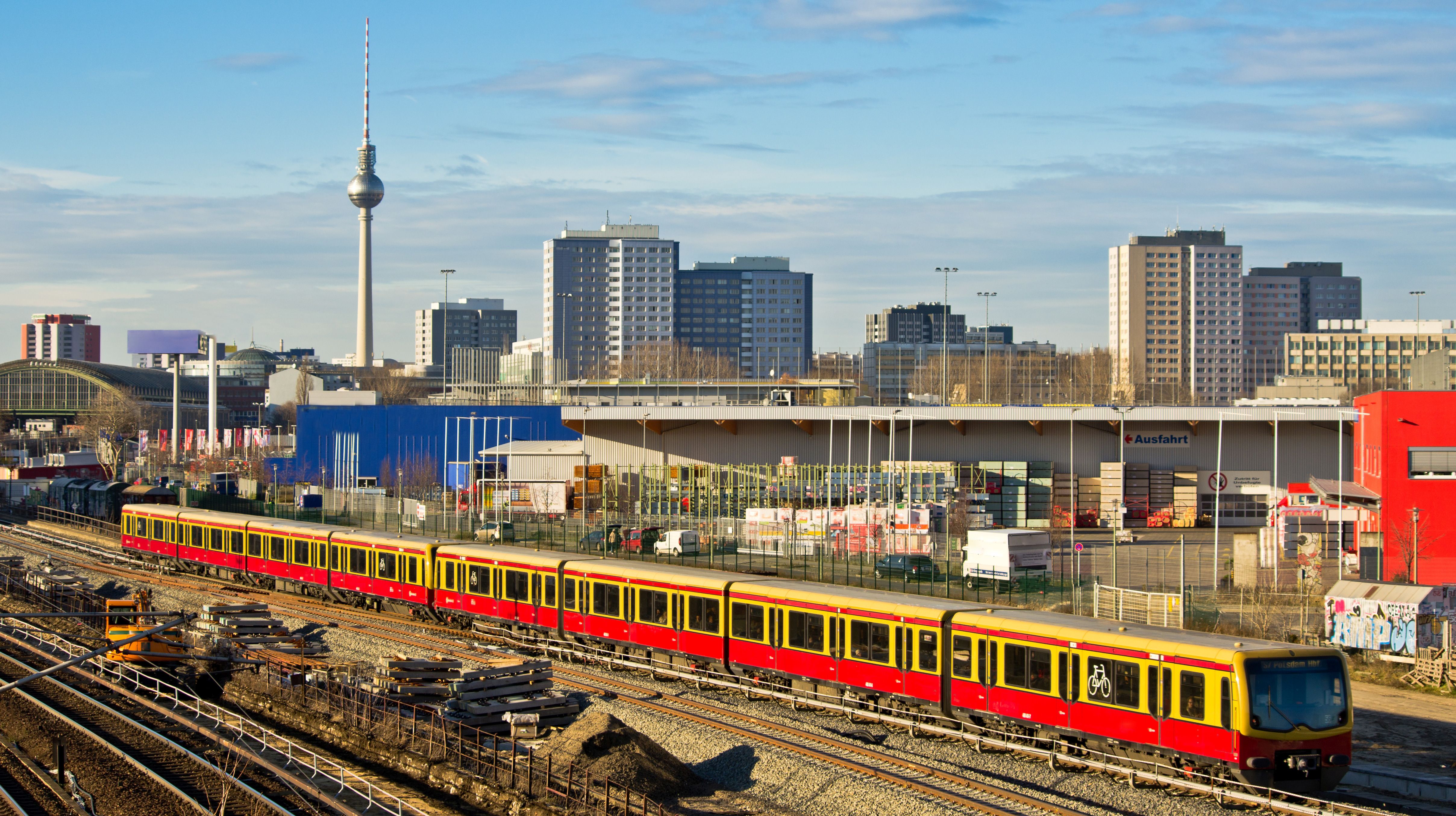 Cityscape with railroads in Berlin, Germany