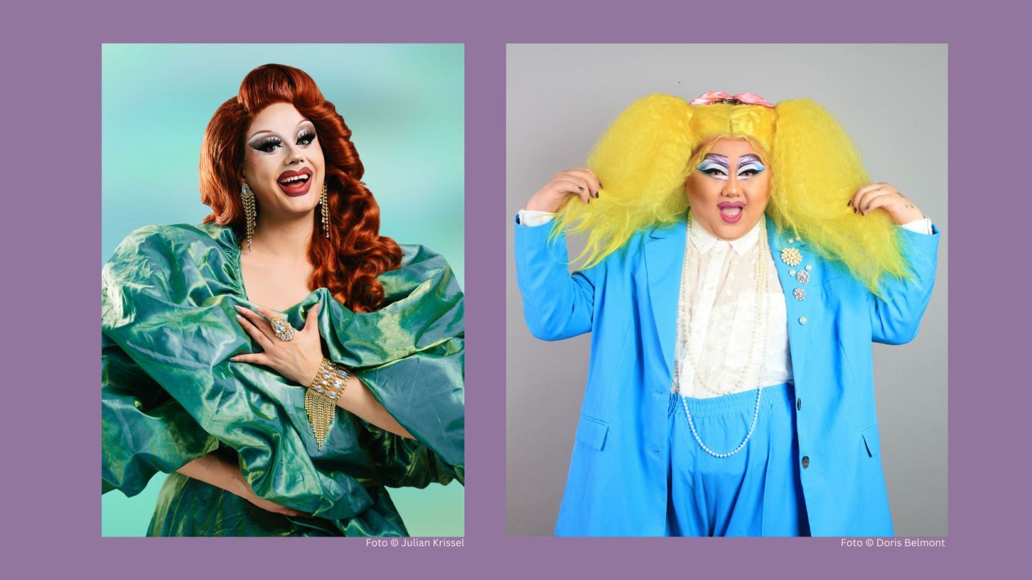 Portraitfotos zweier Drag Queens