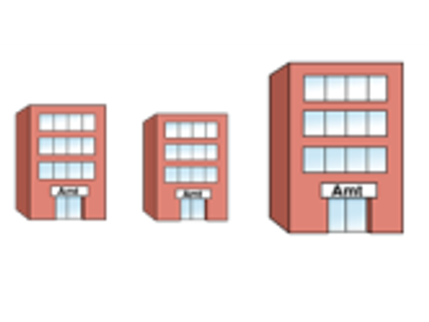 Illustration dreier Bürogebäude