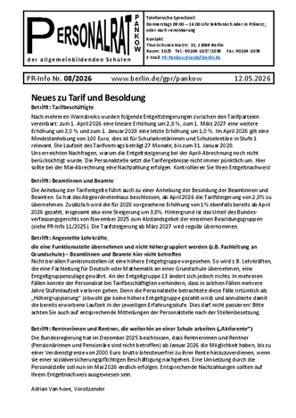 08/2026: Neues zu Tarif und Besoldung