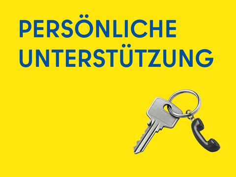 Persönliche Unterstützung (Schlüssel mit Telefonhörer-Anhänger)