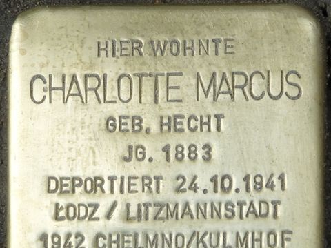 Stolperstein Charlotte Marcus, Foto:H.-J. Hupka, 2014