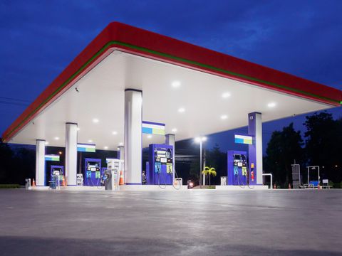 Gas station at night time