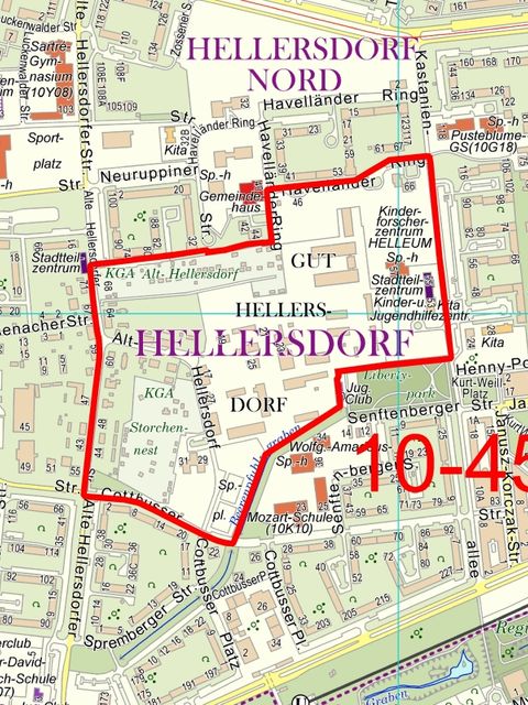Kartendarstellung des Geltungsbereichs des Bebauungsplans 10-45