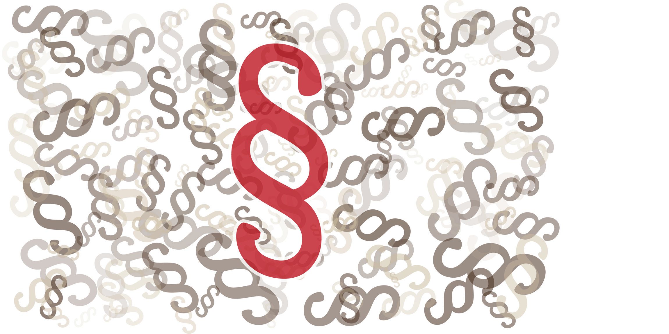 Verschiedene Zeichen für Paragraphen mit einem großen roten Zeichen für Paragraphen