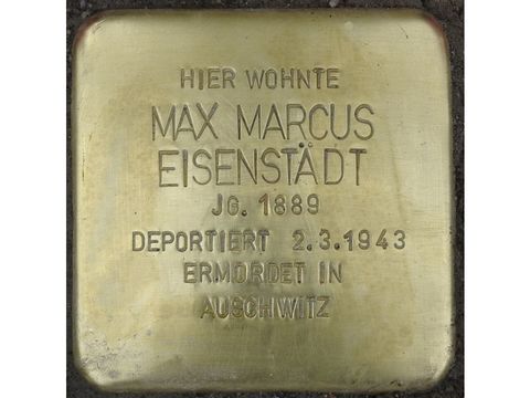 Stolperstein Max Marcus Eisenstädt (Bild: Stolpersteine-Initiative CW, Hupka)