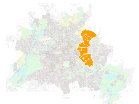 Berlinkarte mit Hervorhebung Lichtenberg
