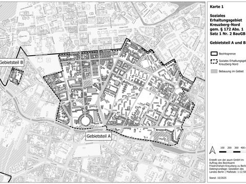 Karte Erhaltungsgebiet Kreuzberg Nord 2018 (Bild: asum GmbH / BA Friedrichshain-Kreuzberg)