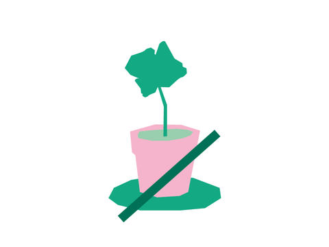Illustration eines durchgestrichenen Blumentopfs
