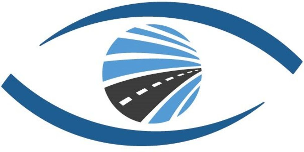 Sicher.mobil-leben Logo (Auge als Straße abstrakt dargestellt in Blau-schwarz)