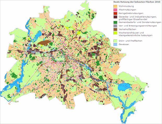 Abb. 4: Auszug aus der Umweltatlas Karte 06.01 Reale Nutzung der bebauten Flächen (Ausgabe 2011).