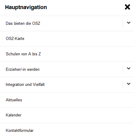 Hauptnavigation OSZ