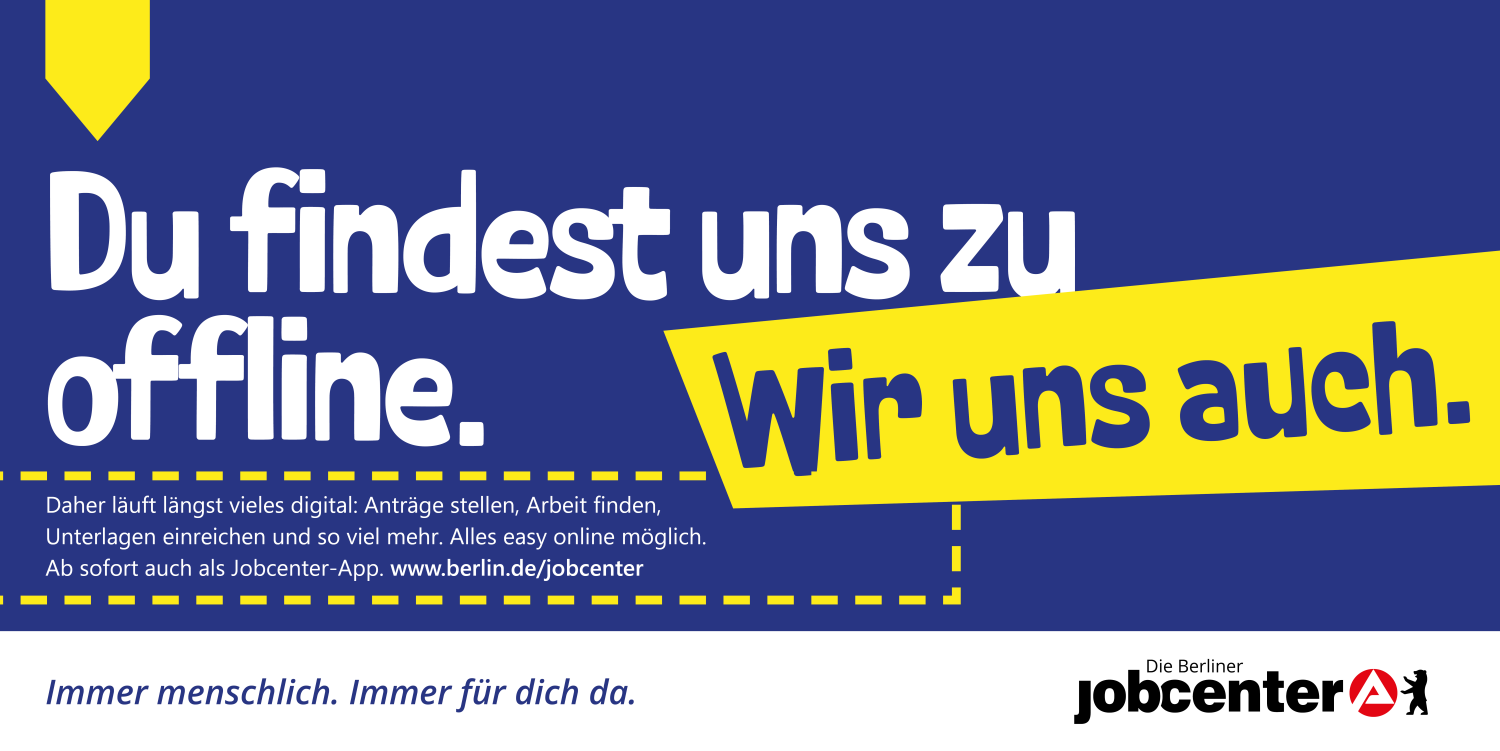 Du findest uns zu offline. Wir uns auch. - Teaser zur neuen Jobcenter-App