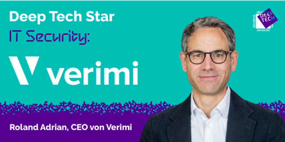 Bild von Roland Adrian auf lila-türkisem Untergrund mit Text