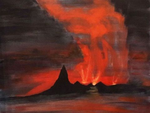 Sonnhild Müller, Vulkan, Acryl, 2019 (Bild: Sonnhild Müller)