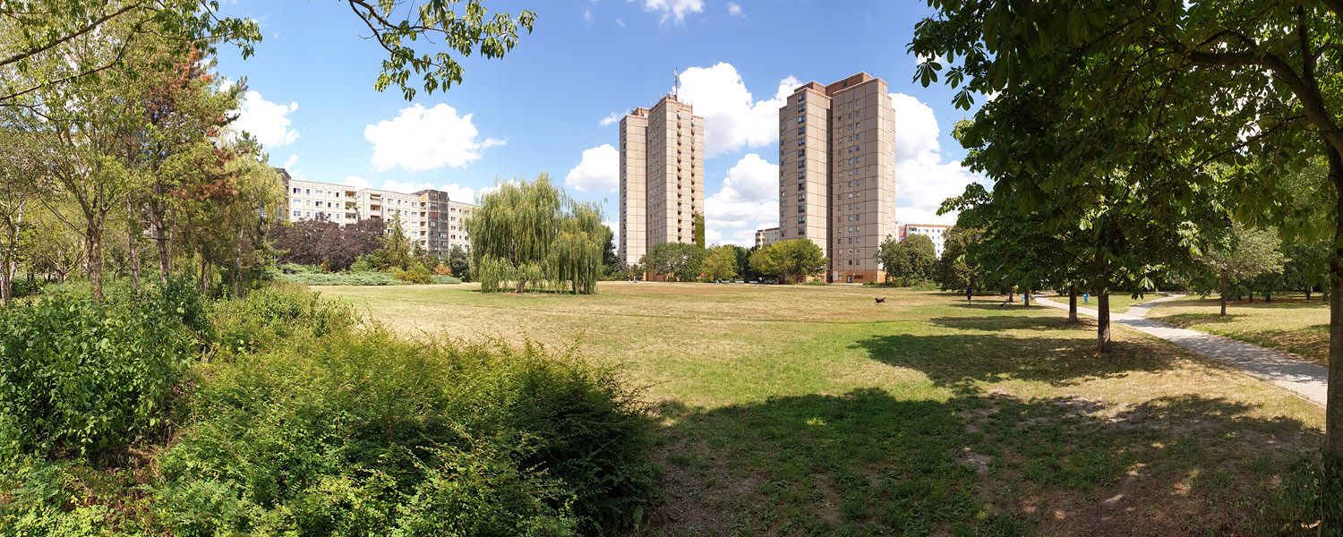 Ernst-Thälmann-Park, Juli 2019: Zentrale große Wiese