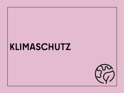 Kachel mit der Aufschrift Klimaschutz