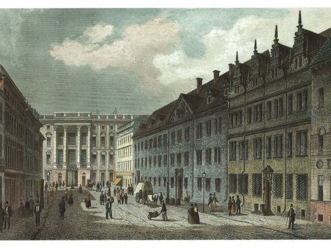 Die Breite Straße in Berlin, gezeichnet von Carl Würbs, Stahlstich von E. Höfer, um 1850 (Privatbesitz) (Bild: gemeinfrei)