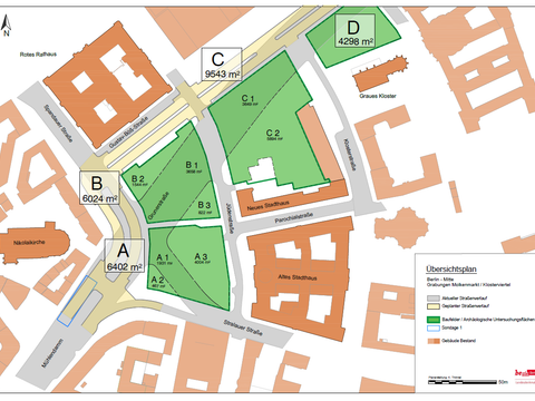 Molkenmarkt Grabung Übersichtsplan Flächen