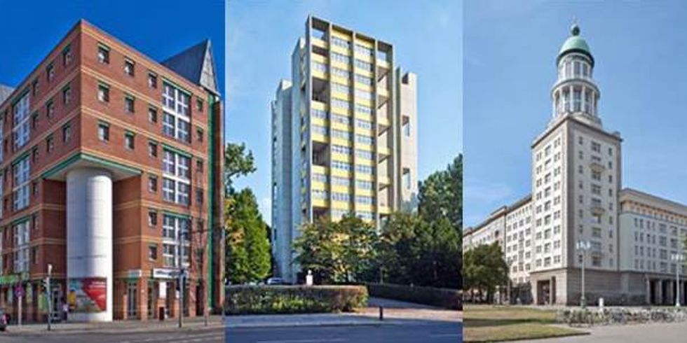 Wohn- und Geschäftshaus Ecke Kochstraße/Wilhelmstraße, Aldo Rossi & Gianni Braghieri 1980–87; Wohnhaus Bartningallee 16, Hans Schwippert 1956–57; Wohn- und Geschäftshaus Frankfurter Tor/Karl-Marx-Allee Block F-Nord, Entwurfskollektiv Karl Souradny 1952–1954