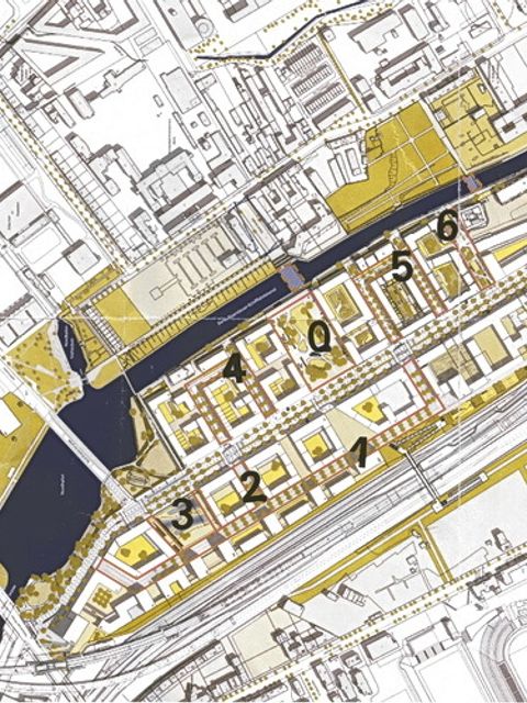 Karte mit den Benennungspunkten der neuen Straßen und Plätze im Bereich Europacity Heidestrasse