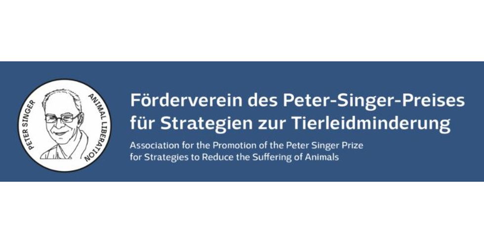 Banner des Fördervereins des Peter-Singer-Preises für Strategien zur Tierleidminderung versehen mit deren Logo
