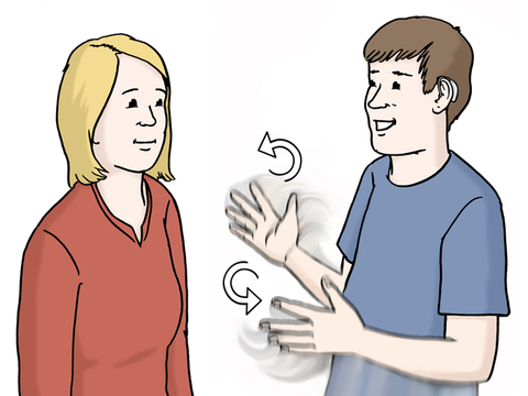 Ein Mann und eine Frau unterhalten sich