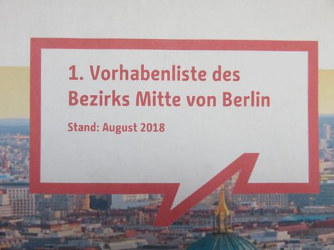 Titelseite Erste Vorhabenliste des Bezirks Mitte von Berlin