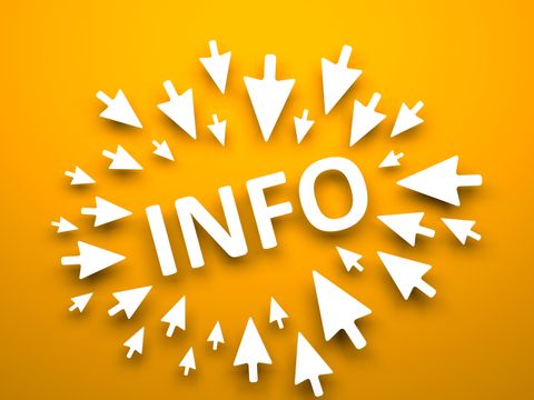 Weiße Pfeile deuten auf das Wort "Info"