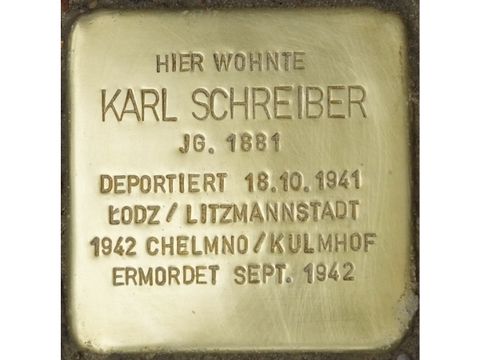 Stolperstein Karl Schreiber, Foto:H.-J. Hupka, 2014