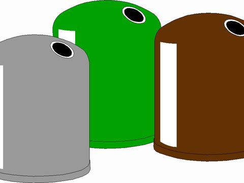 Zeichnung von drei Altglascontainern