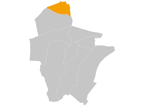 Bezirkskarte von Marzahn-Hellersdorf mit markierter Fläche für Marzahn-Nord