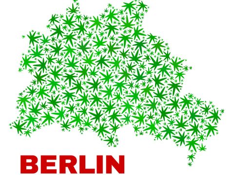 Hanfblätter-Mosaik symbolisieren den Stadtplan von Berlin