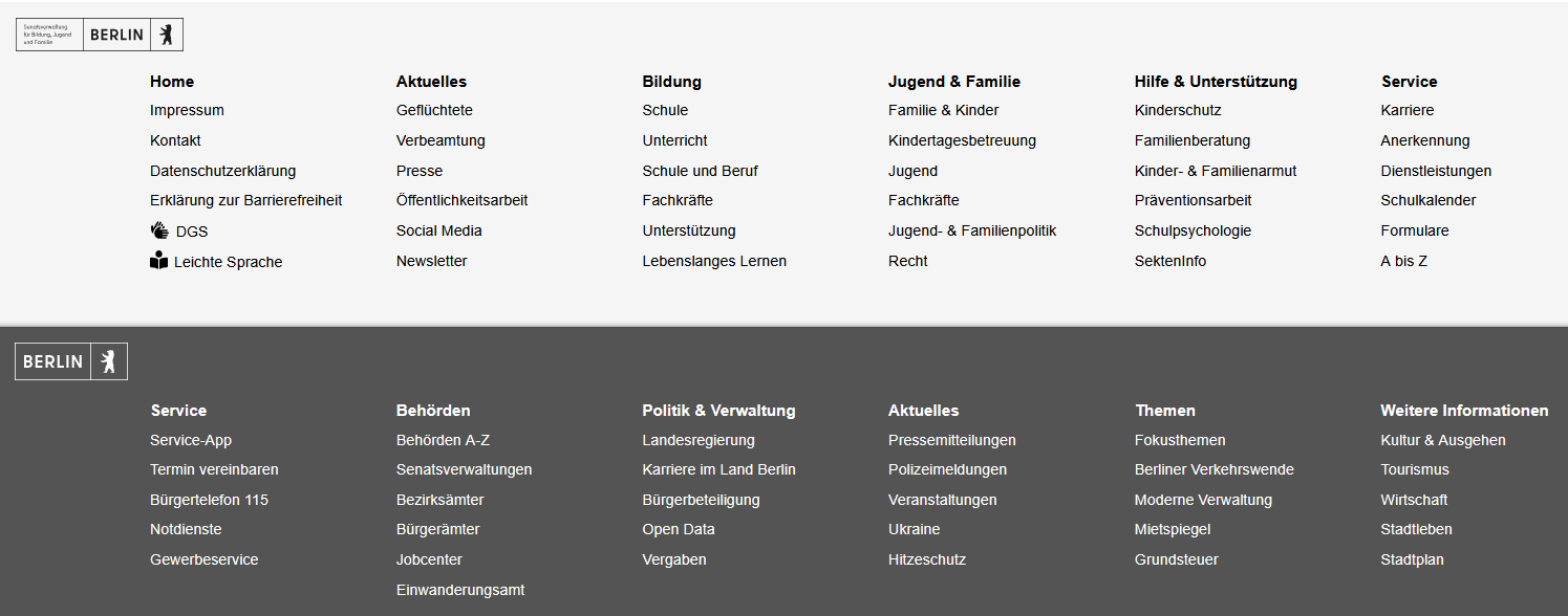 Link Listen der Senatsverwaltung für Bildung, Jugend und Familie