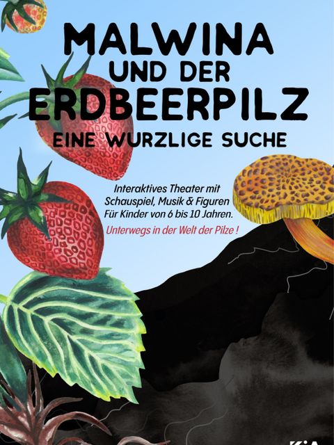 Grafik mit Erdbeeren und Pilz